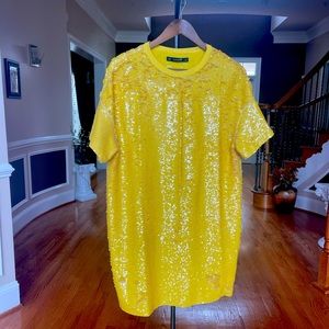 ZARA Yellow Sequin Dress Size M